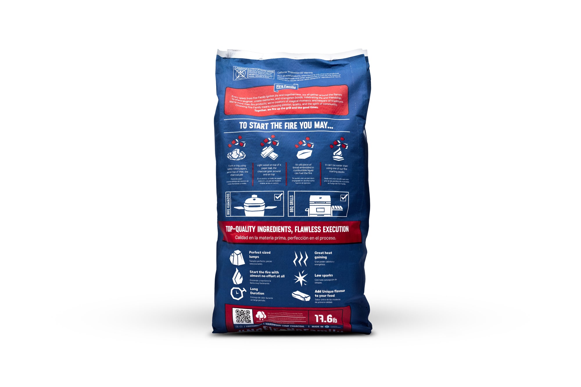 Charcoal Fire Family 17.6 lb | 100% Natural, White Quebracho Argentino.
