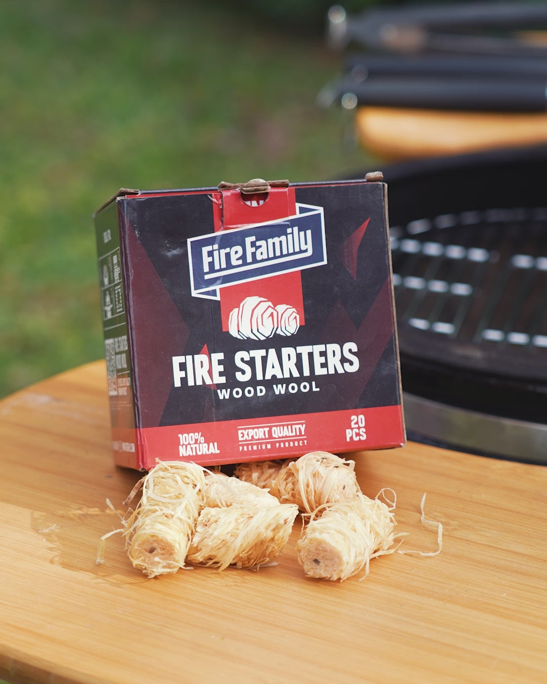Wood Wool Fire Starters, 20 Pieces, Natural, for BBQ and Camping